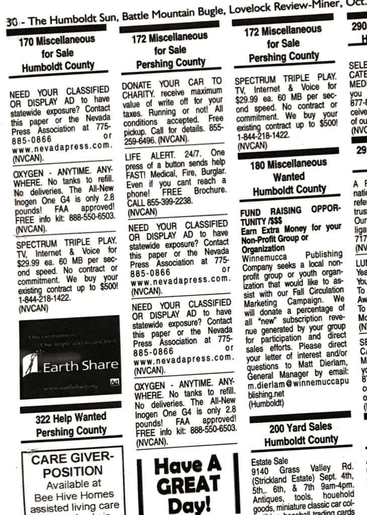 Nevada Classified Advertising Network – Nevada Press Association